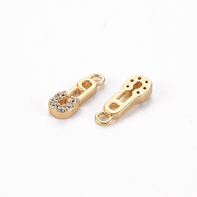 Brass Micro Pave Clear Cubic Zirconia Charms KK-S356-457-NF-1