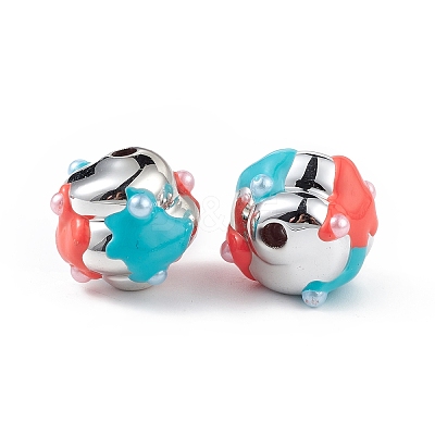 Platinum Plated Acrylic Enamel Beads OACR-I003-03-1