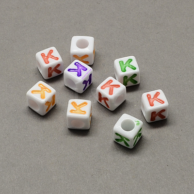Large Hole Colorful Acrylic Letter European Beads SACR-Q104-02K-1