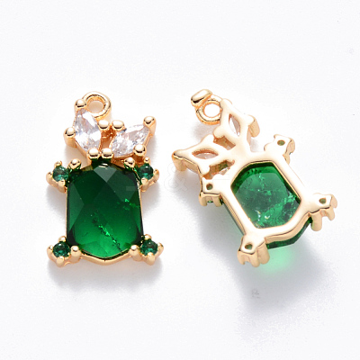 Brass Cubic Zirconia & Glass Charms KK-T049-058G-01-NF-1