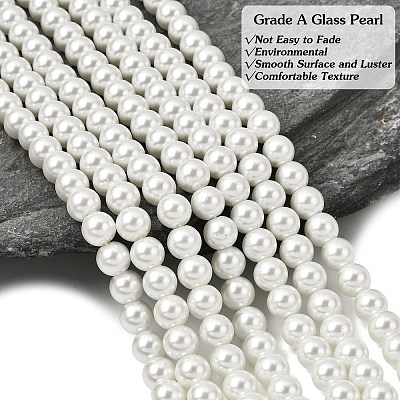 Eco-Friendly Dyed Glass Pearl Round Beads Strands HY-A008-8mm-RB001-1