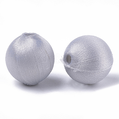 Polyester Thread Fabric Covered Beads WOVE-T007-20mm-08-1