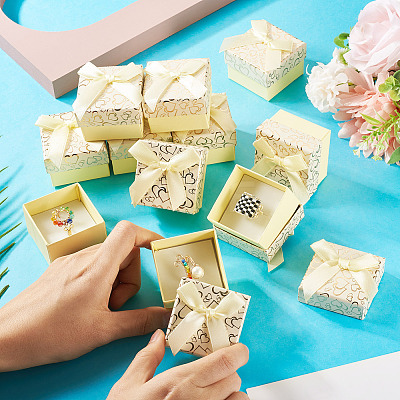 Bowknot Cardboard Paper Ring Gift Storage Boxes CON-TAC0001-16F-1