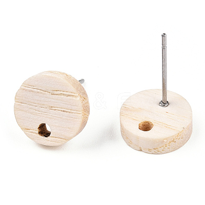 Ash Wood Stud Earring Findings EJEW-N017-011T-1
