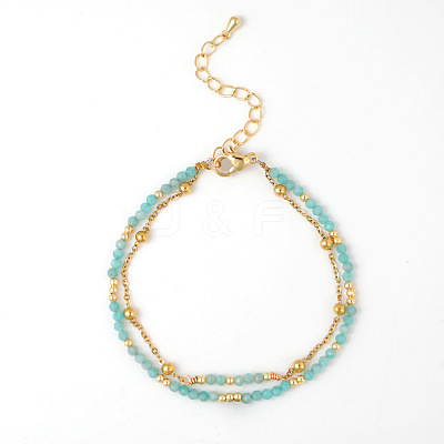 Bohemian Style Natural Amazonite Beads Double-strand Bracelets IB4334-4-1