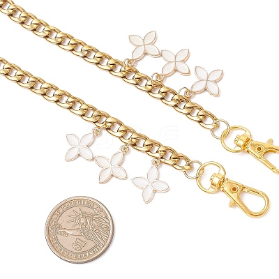 3Pcs 3 Colors Alloy Enamel Flower Charm 304 Stainless Steel Cuban Link Chain Bag Decorative Chains FIND-JF00160-1