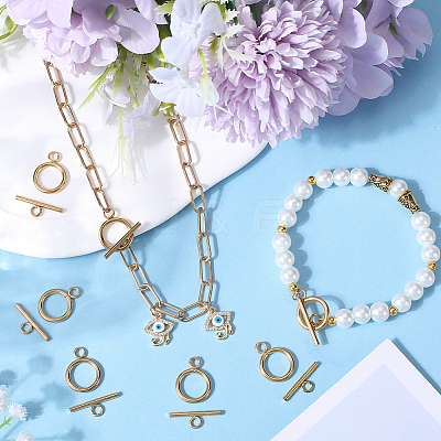 30Pcs 304 Stainless Steel Ring Toggle Clasps STAS-SC0007-42A-1