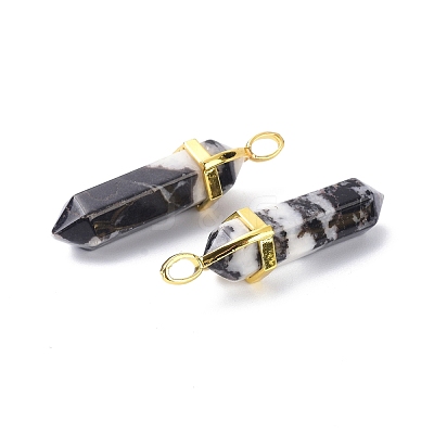 Natural Zebra Jasper Pointed Pendants G-G025-01G-26-1