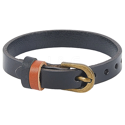 Cattlehide Adjustable Bracelets for Men Women BJEW-WH20001-06B-1