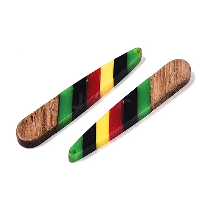 Jamaican Colour Epoxy Resin & Walnut Wood Pendants RESI-N039-122F-1