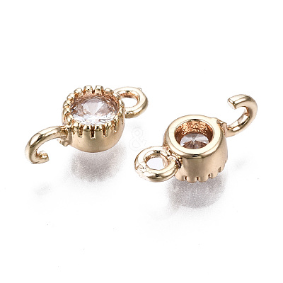 Brass Micro Pave Clear Cubic Zirconia Links Connectors KK-S359-145C-RS-1