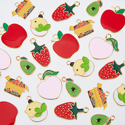 60Pcs 6 Style Alloy Enamel Pendants FIND-DC0002-37-1