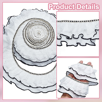 5 Yards Polyester Pleated Lace Ribbon OCOR-DC0001-22-1
