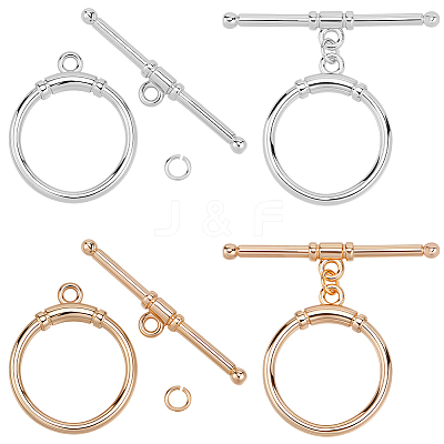 10Pcs 2 Colors Brass Toggle Clasps KK-BBC0021-22A-1