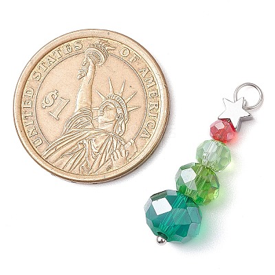 Christmas Theme Brass & Glass Pendants PALLOY-JF02997-1