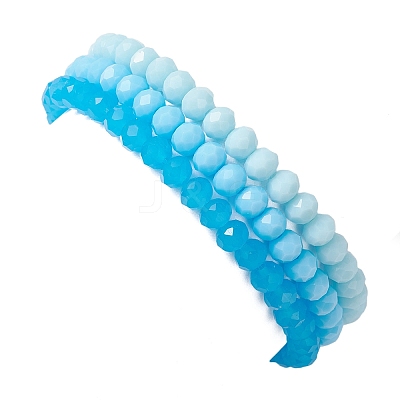 3Pcs Faceted Imitation Jade & Opaque Glass Rondelle Beaded Stretch Bracelets for Women BJEW-JB12563-01-1