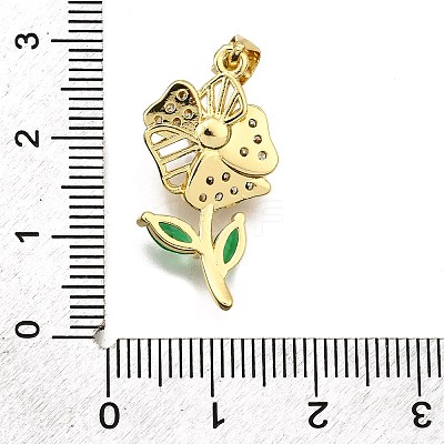 Rack Plating Brass Micro Pave Cubic Zirconia Pendants KK-K401-54G-1