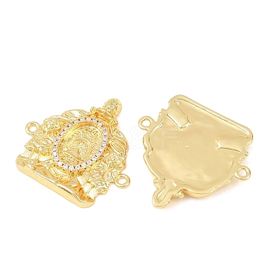 Brass Micro Pave Clear Cubic Zirconia Religion Ganesha Connector Charms KK-F931-07G-1