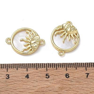 Brass & Natural White Shell Connector Charms KK-CBA56EF-18G-1