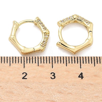 Pentagon Brass Micro Pave Clear Cubic Zirconia Hoop Earrings EJEW-Z102-04G-1