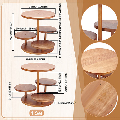 4-Tier Wooden Round Tiered Display Riser Stands for Jewelry ODIS-WH0086-168-1