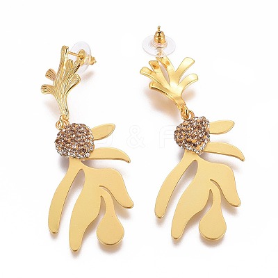 Polymer Clay Rhinestone Dangle Stud Earrings EJEW-G256-06G-1