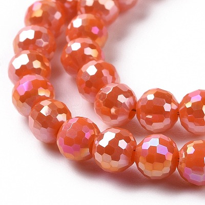 Electroplate Opaque Solid Color Glass Beads Strands GLAA-E036-11-M-1