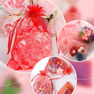100Pcs Organza Bags Jewellery Storage Pouches Wedding Favour Party Mesh Drawstring Gift OP-SP0001-01A-1
