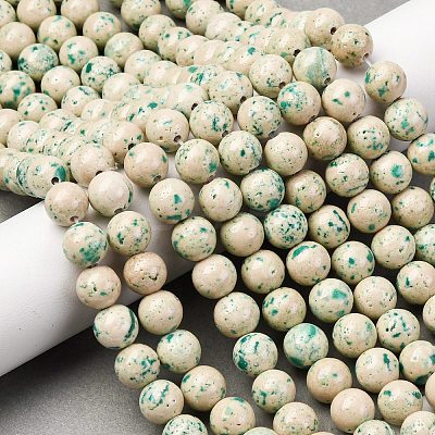 Natural Dyed Marble Beads Strands G-P593-8mm-01-1
