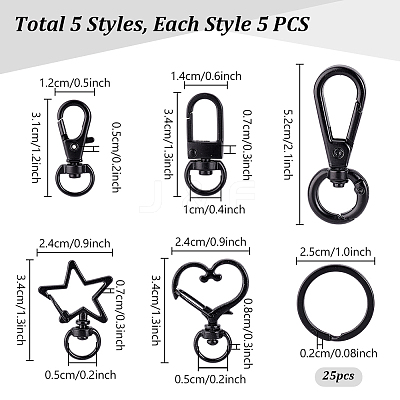 30Pcs 6 Styles Zinc Alloy Swivel Clasps & Split Key Rings FIND-PH0024-77-1