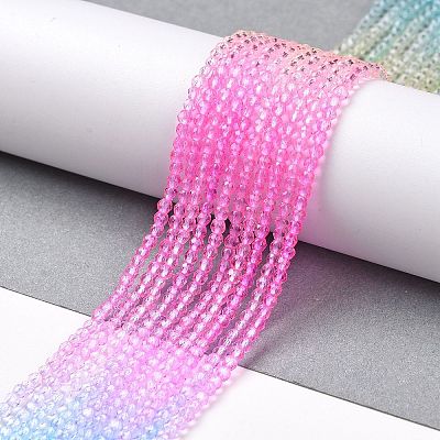 Transparent Gradient Color Glass Beads Strands GLAA-G101-2mm-07-1
