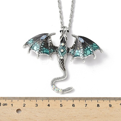 Alloy Enamel Dragon Pendant Necklaces NJEW-V005-01AS-01-1