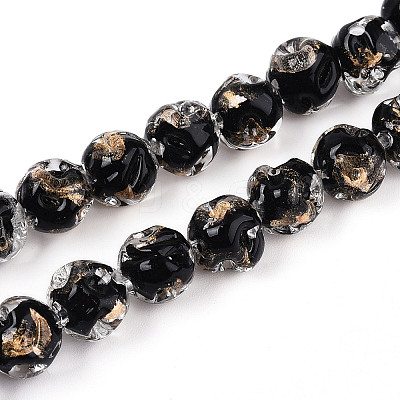 Handmade Gold Foil Glass Beads Strands FOIL-N029-04E-1