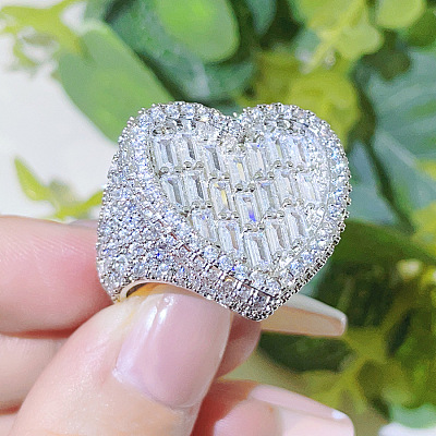 Brass Micro Pave Clear Cubic Zirconia Finger Rings for Women FS-WG571C7-06-1