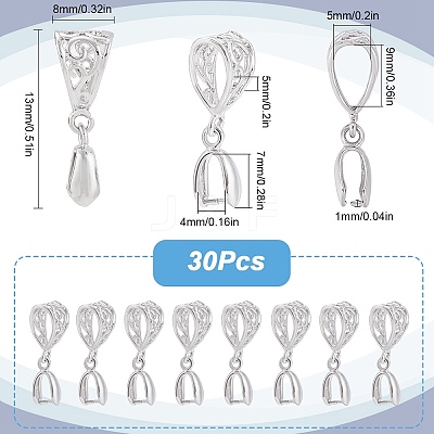 30Pcs Filigree Rack Plating Brass Pendant Pinch Bails KK-SP0002-02-1