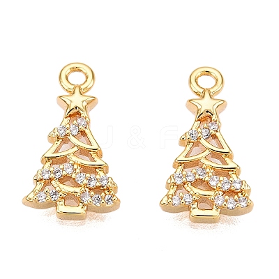 Christmas Theme Brass Micro Pave Clear Cubic Zirconia Pendants X1-KK-T073-19G-1
