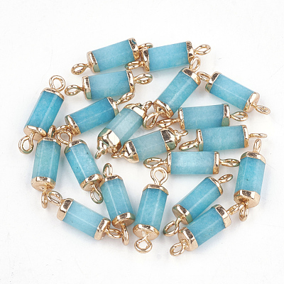 Electroplate Natural White Jade Links connectors G-S344-01B-1