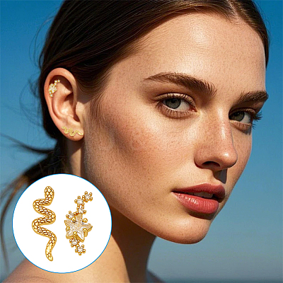9Pcs Stainless Steel Pave Clear Cubic Zirconia Cartilage Earring Sets EJEW-PH0001-54-1
