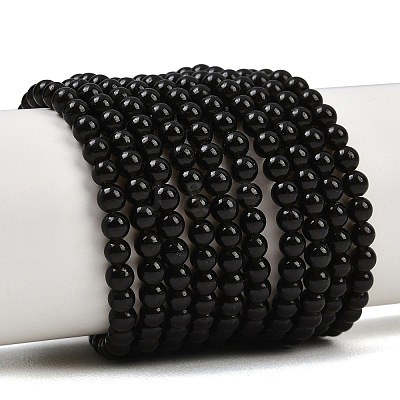 Natural Obsidian Round Beads Strands G-E329-4mm-37-1