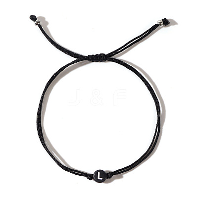Acrylic Letter L Adjustable Braided Cord Bracelets for Men GX4208-12-1