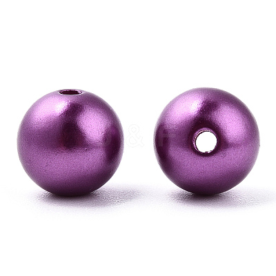 Spray Painted ABS Plastic Imitation Pearl Beads OACR-T015-05B-11-1