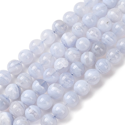 Natural Blue Lace Agate Beads Strands G-F222-30-10mm-01A-1