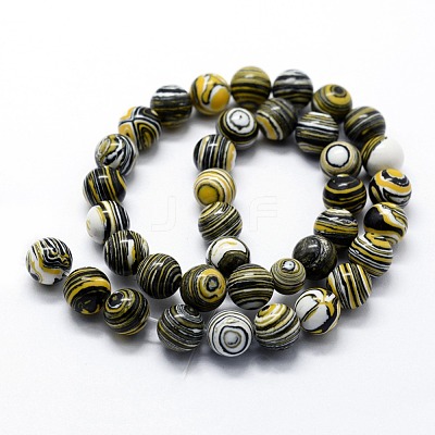 Synthetic Malachite Beads Strands G-I199-32-6mm-B-1