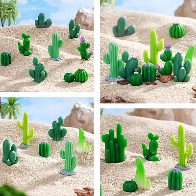 24Pcs 12 Styles Resin Cactus Mini Model DJEW-SP0001-15-1