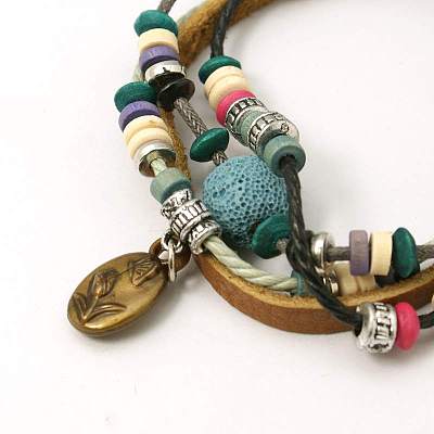 Lava Rock Beads Bracelets BJEW-D264-07-1