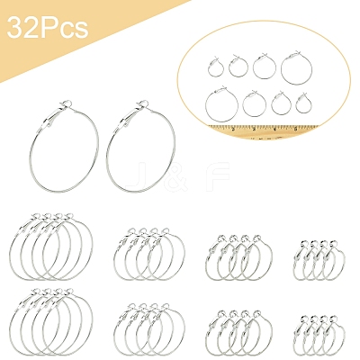 32Pcs 4 Styles Iron Huggie Hoop Earring Findings IFIN-FS0001-49B-1