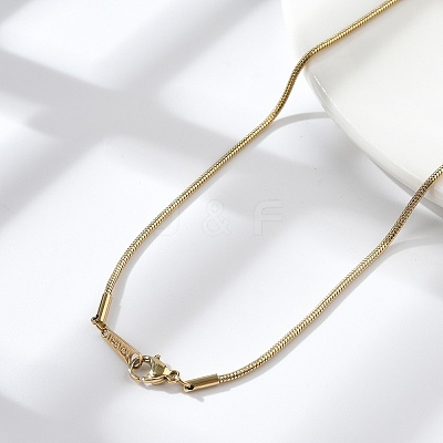 Ion Plating(IP) 304 Stainless Steel Round Snake Chain Necklace for Women NJEW-G097-01G-1