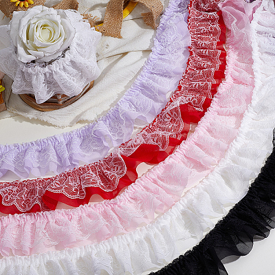 10 Yards Polyester Lace Ribbon OCOR-GF0006-25A-1