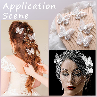 40Pcs 8 Styles Polyester Butterfly DIY-SP0006-25-1