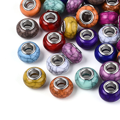 Opaque Acrylic Crackle European Beads GPDL-N006-01A-08-1